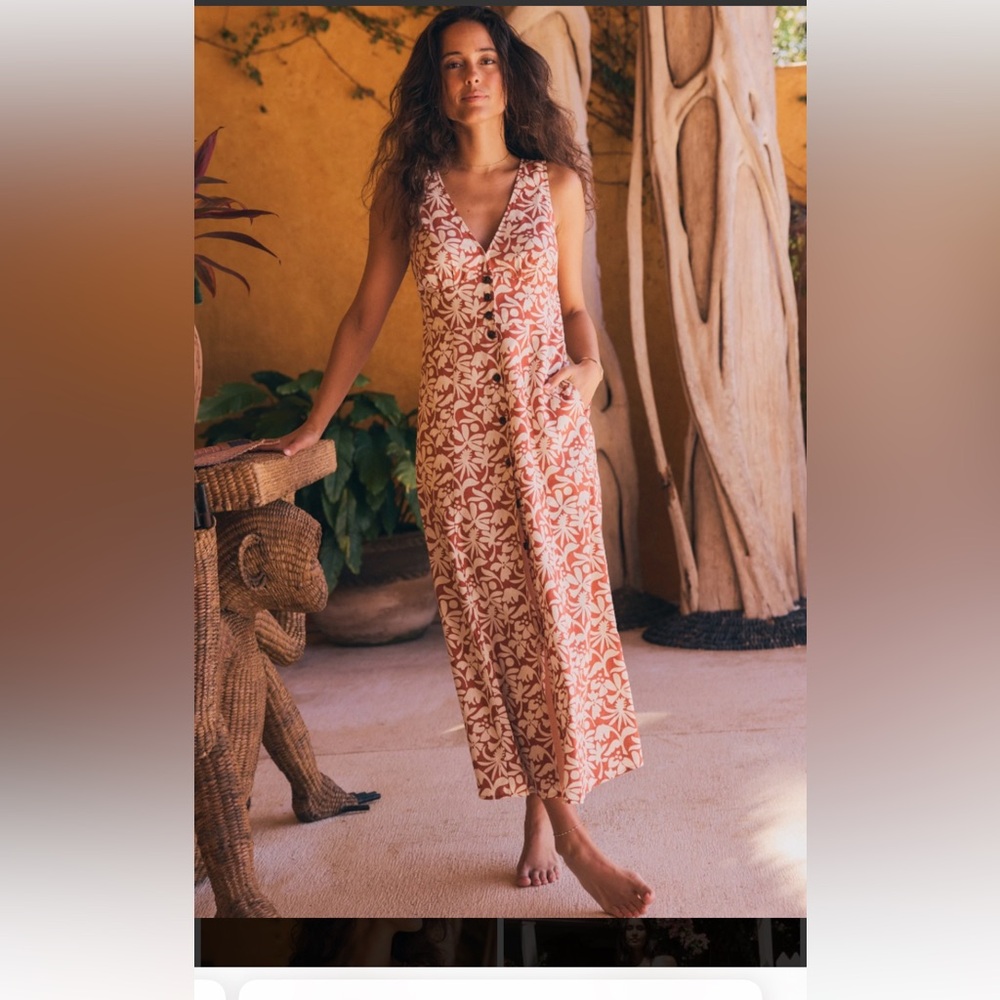 Marine Layer Camila maxi dress in auburn flora, size small
